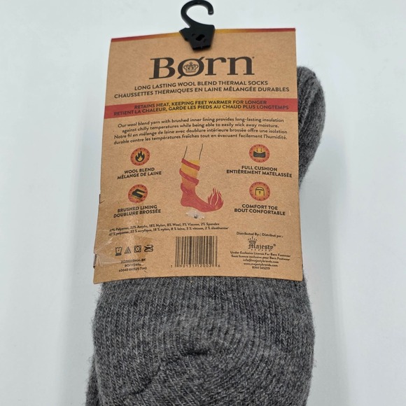 BORN Men Socks Long Lasting Durable WOOL Blend Thermal Full Cushion - Black - Picture 5 of 5